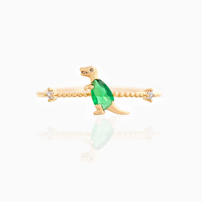 Small Dinosaur 18K Gold Colored Zircon Copper Ring Wholesale jewelry