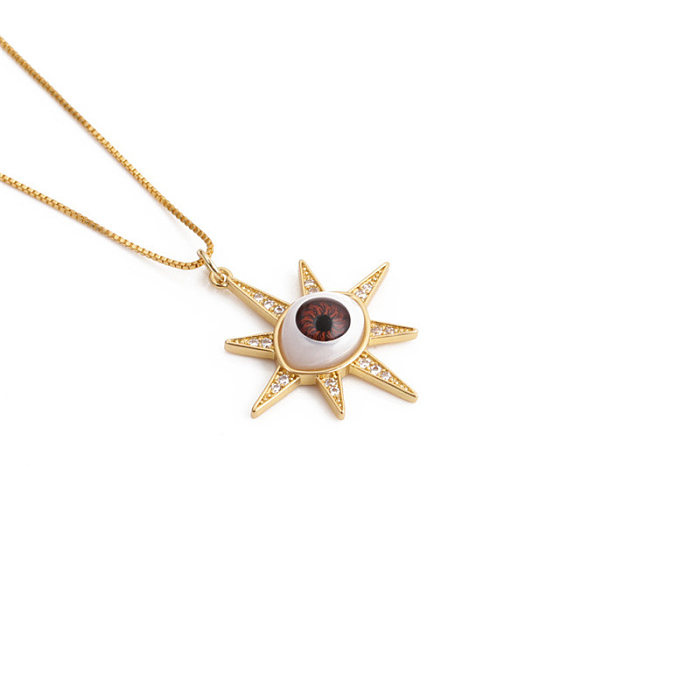 Oil Dripping Evil Eye Pendant Neck Accessories Copper Zircon Devil Eye Necklace DIY Religious Ornament Making Wholesale
