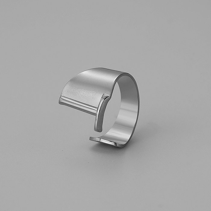 INS Style Letter Titanium Steel Plating Open Ring 1 Piece