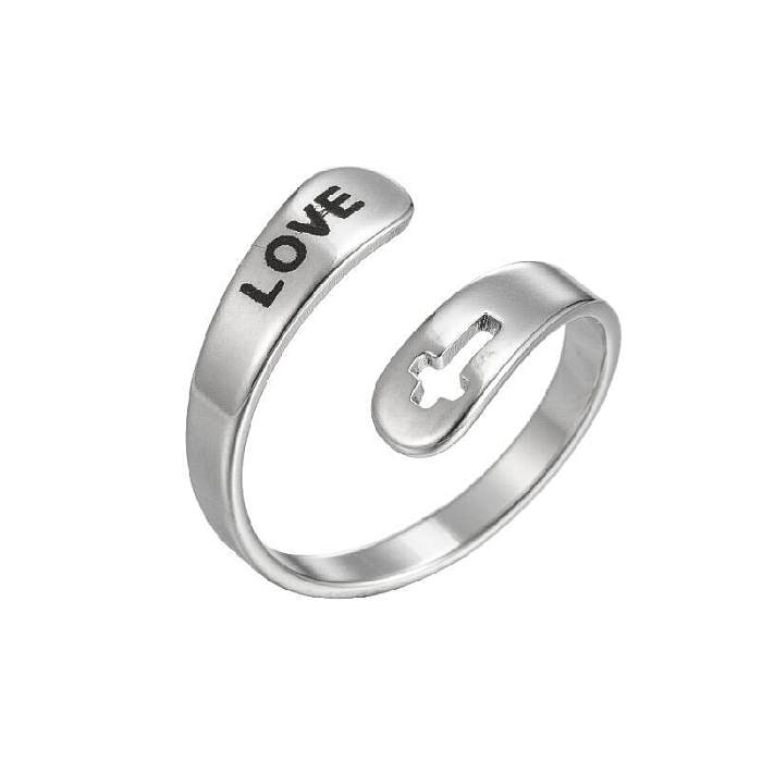 Fashion Letter Heart Shape Stainless Steel Open Ring 1 Piece