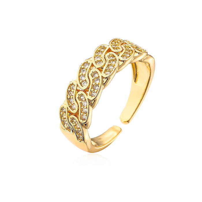 Fashion Geometric Copper Gold Plated Zircon Open Ring 1 Piece