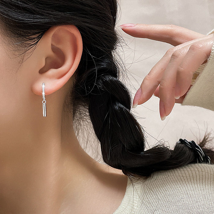 1 Piece INS Style Solid Color Copper Inlay Zircon Drop Earrings