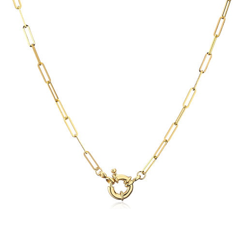 Hecheng ornement Simple volant boucle collier attache à ressort 18K plaqué or couleur retenue collier AliExpress transfrontalier
