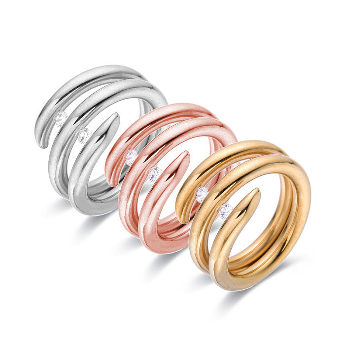 Anéis de pedras preciosas artificiais do embutimento de aço inoxidável do chapeamento da cor sólida do estilo moderno