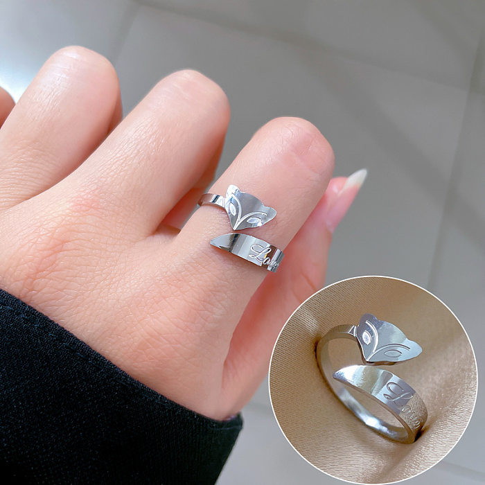 1 Piece Simple Style Letter Titanium Steel Polishing Rings