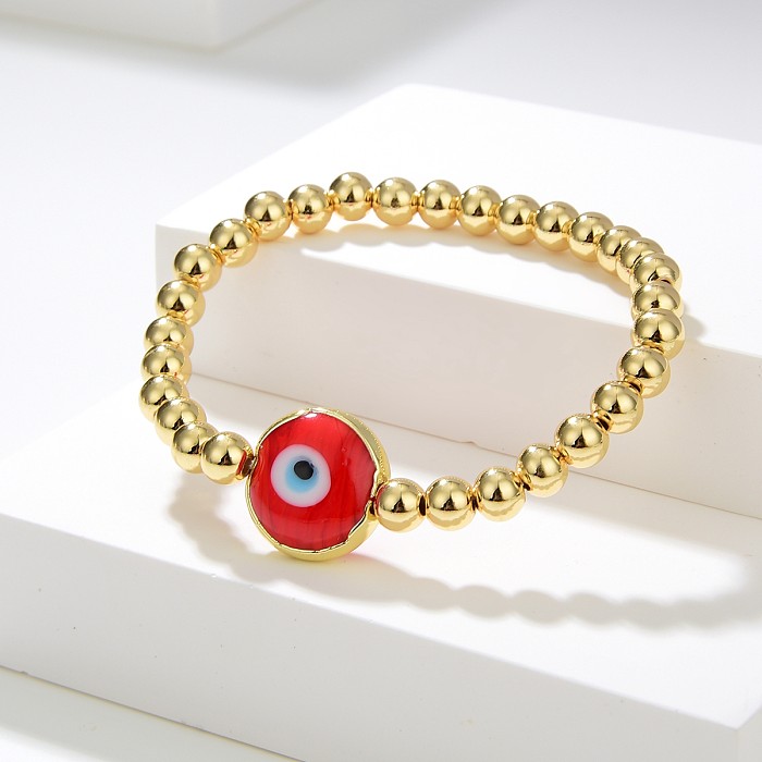 Ethnic Style Eye Copper Plating Inlay Glass 18K Gold Plated Bracelets
