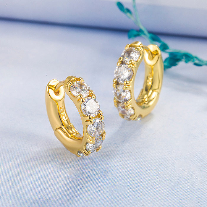 Fashion Diamond Emerald Geometric Copper 14k Gold Earrings Female