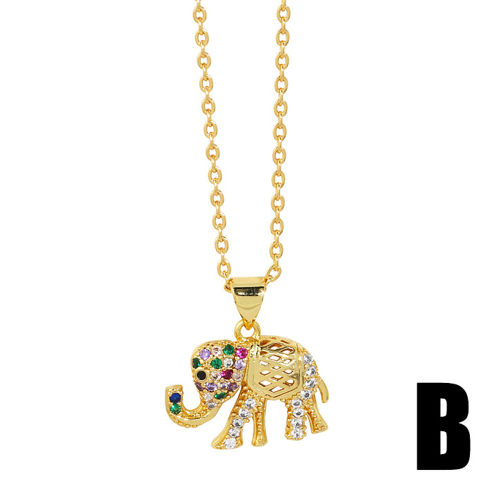 Niedlicher kleiner Bär-Elefant-Kupfer-Zirkon-Anhänger-Halskette, 1 Stück