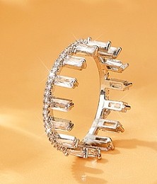 Elegant Simple Style Korean Style Gear Copper Inlay Zircon Rings