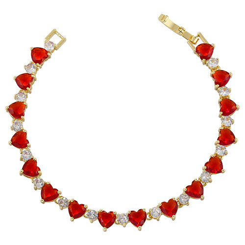 Elegante brilhante forma de coração cobre chapeamento inlay zircon 18k banhado a ouro feminino pulseiras colar