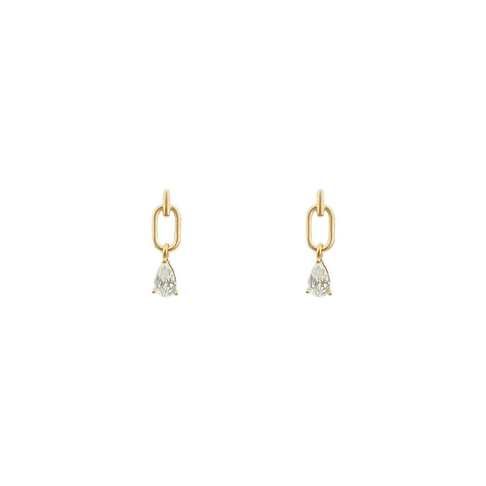 1 Pair IG Style Water Droplets Plating Inlay Copper Zircon Gold Plated Earrings