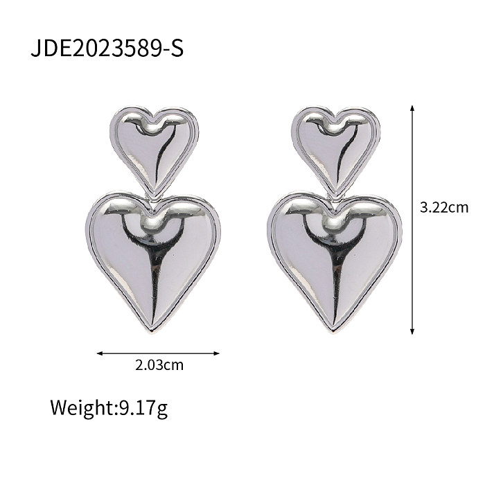IG Style Heart Shape Stainless Steel Plating 18K Gold Plated Earrings Necklace