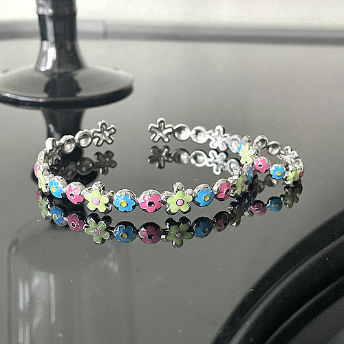 Einfache Blumen-Kupfer-Emaille-Ring-Armbänder