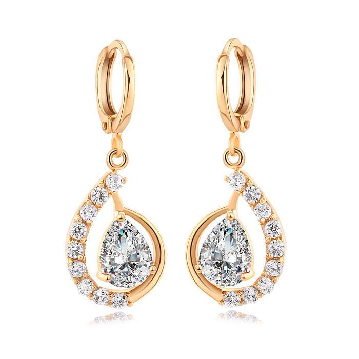 1 Pair Artistic Notes Plating Inlay Copper Zircon Drop Earrings