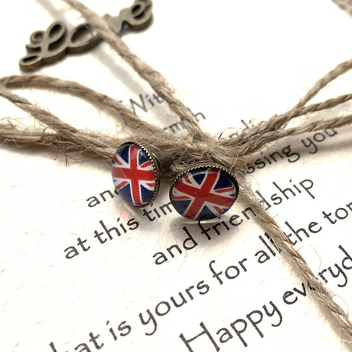 1 Pair Casual National Flag Copper Ear Studs
