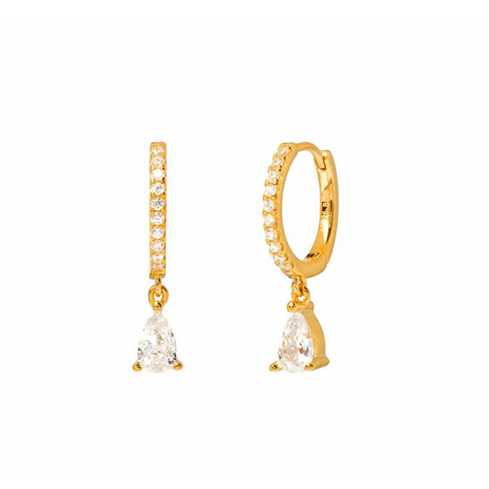 Boucles d'oreilles de luxe légères européennes et américaines, aiguille en argent S925, goutte d'eau géométrique en diamant