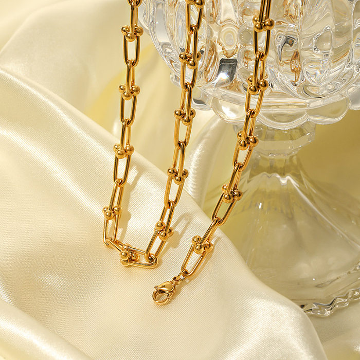 Colar de pulseiras banhado a ouro 18K de cor sólida estilo britânico