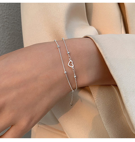 1 pièce de bracelets plaqués cuivre en forme de cœur de style simple