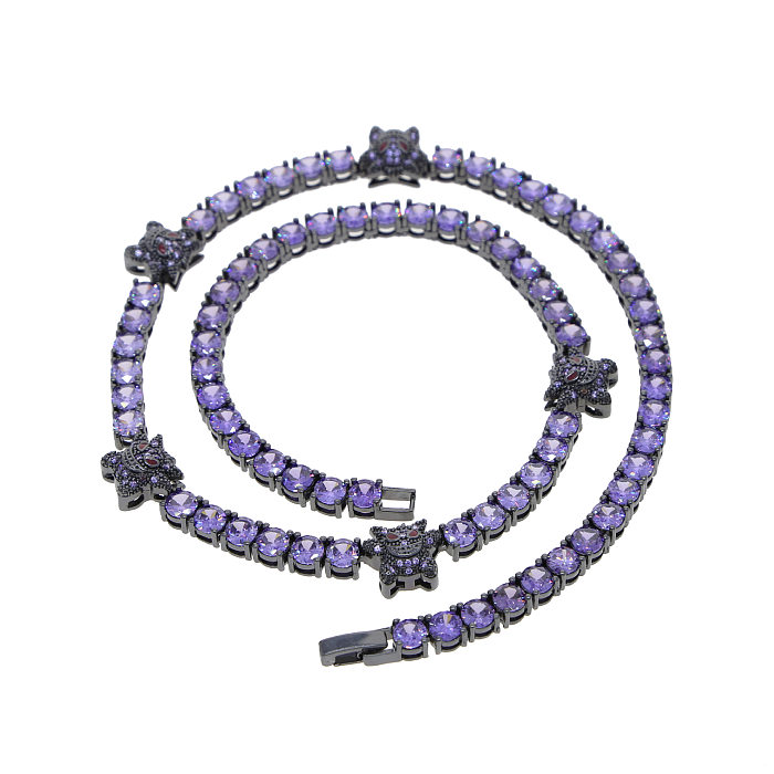 Geometrische Kupfer-Inlay-Zirkon-Halskette für Hip-Hop-Streetwear