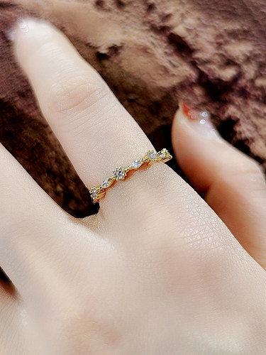 Simple Style Rainbow Zircon Adjustable Opening Ladies Copper Ring