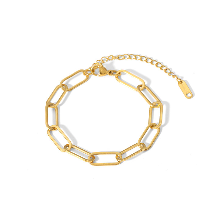 Hip-Hop Streetwear Solid Color Stainless Steel Plating 18K Gold Plated Bracelets Necklace