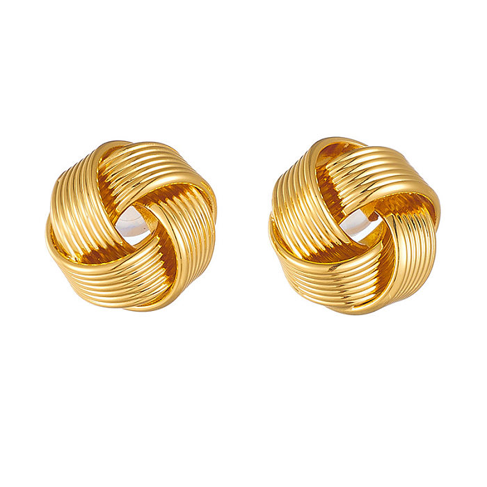 1 Pair Simple Style Solid Color Plating Copper Gold Plated Ear Studs