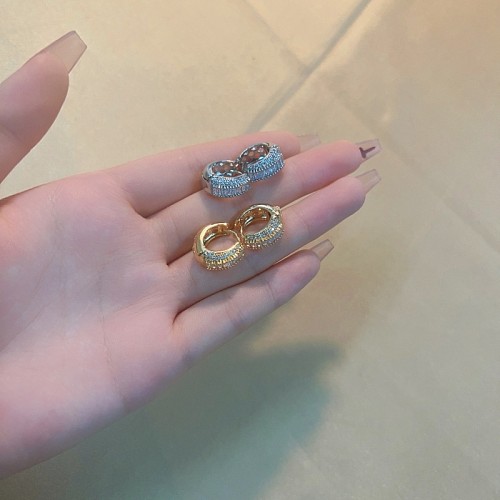 1 Pair Vintage Style Shiny Round Plating Inlay Copper Zircon White Gold Plated Gold Plated Earrings