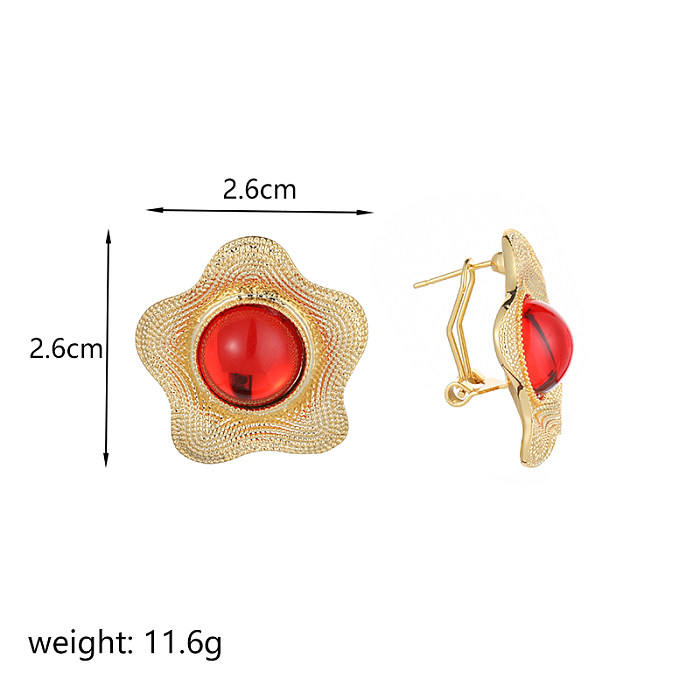 1 Pair Fairy Style Flower Plating Copper 18K Gold Plated Ear Studs