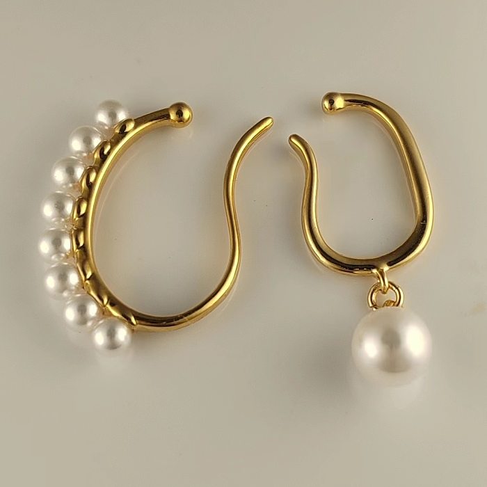 1 Set Simple Style Geometric Plating Inlay Copper Artificial Pearls Ear Cuffs