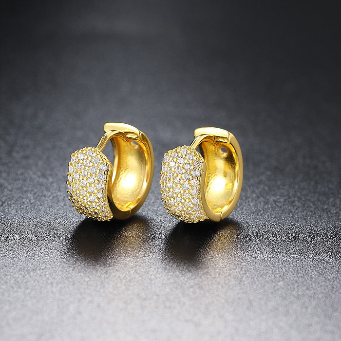 Boucles d'oreilles créoles en Zircon plaqué cuivre géométrique, 1 paire, à la mode