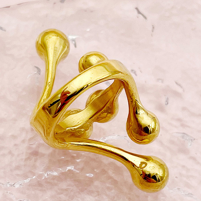 Hip-Hop römischer Stil Streetwear geometrische Edelstahl-Beschichtung vergoldete Ringe