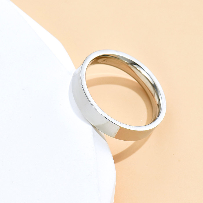 Titanium Steel Fashion Plain Circle Classic Glossy Ring