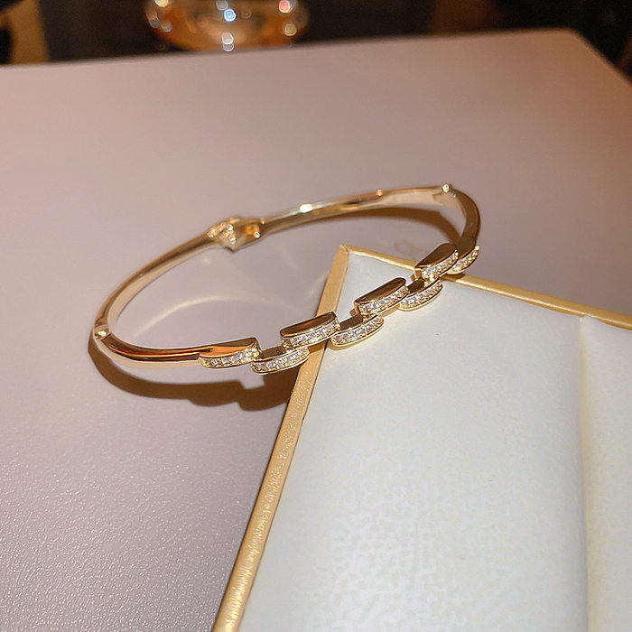 Bracelet en Zircon avec incrustation de cuivre et serpent, couleur unie, Style Simple et décontracté, lettre
