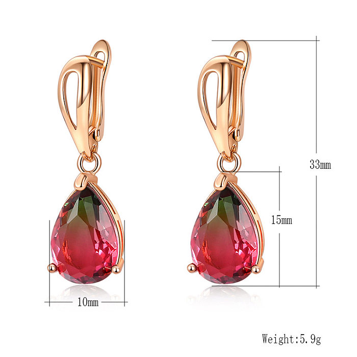 1 Pair Commute Water Droplets Plating Inlay Copper Zircon Gold Plated Drop Earrings