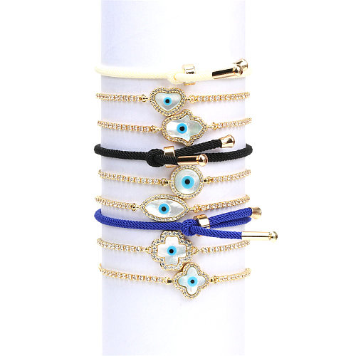Micro-encrusted Devil's Eye Shell Blue Milan Copper Bracelet Jewelry Wholesale