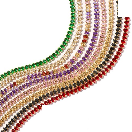 Fashion Simple Colorful Zircon Titanium Steel Necklace Bracelet