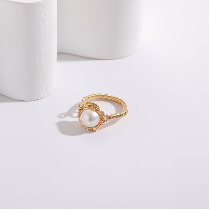 Anéis de cobre assimétricos de cobre irregular, estilo clássico da moda, 1 peça