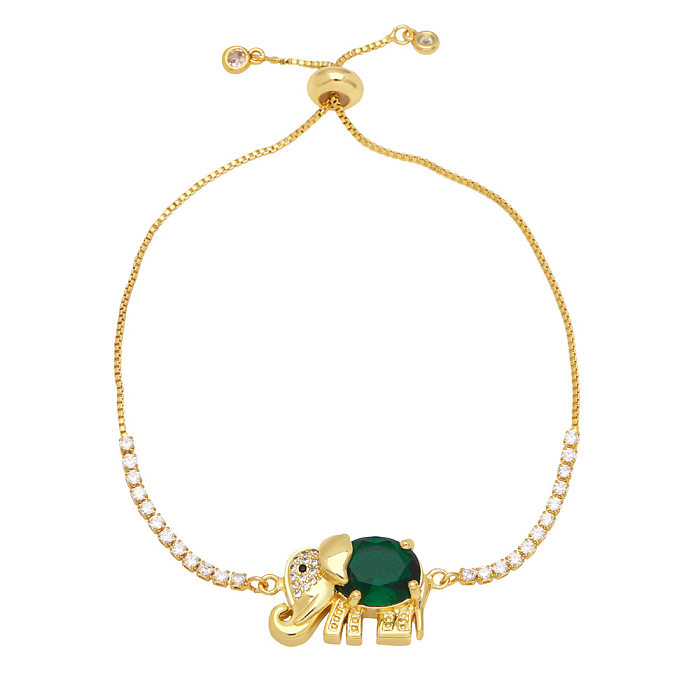 Fashion New Animal Elephant  Adjustable Pull Zircon Copper Bracelet