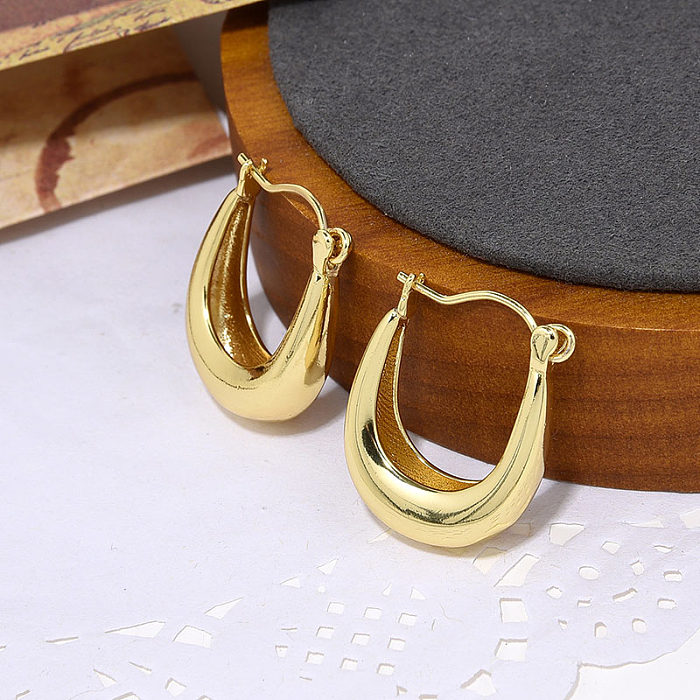 1 Pair Vintage Style Heart Shape Plating Hollow Out Copper Silver Plated Hoop Earrings