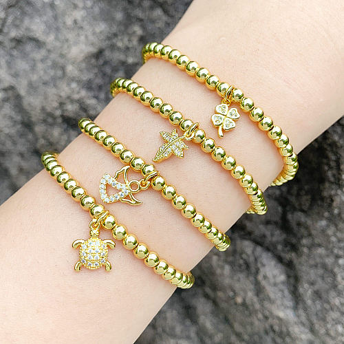 IG Style Fashion Tortoise Angel Maple Leaf Kupfer Perlenüberzug Inlay Zirkon Armbänder