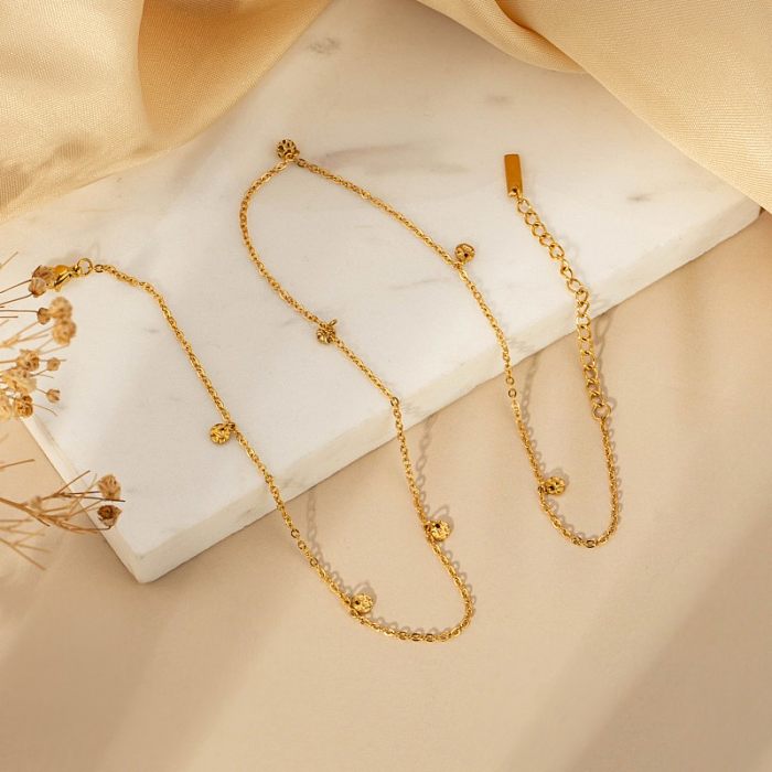Simple Style Round Stainless Steel Polishing Plating Gold Plated Bracelets Necklace