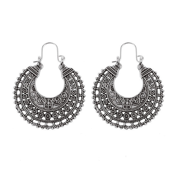 1 Pair Casual Vintage Style Human Face Leaf Heart Shape Plating Hollow Out Inlay Alloy Metal Brass Resin Zircon 18K Gold Plated Gold Plated Silver Plated Earrings