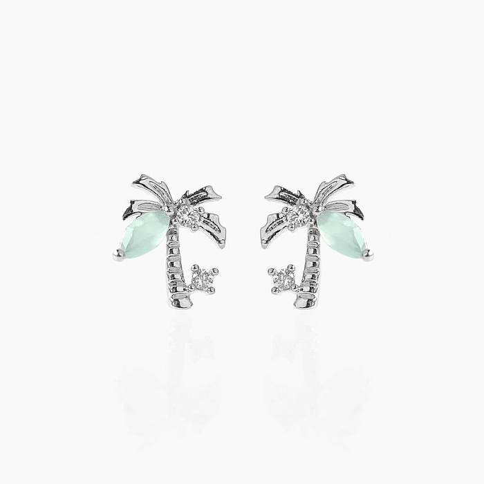 Beach Coconut Tree Earrings Copper Plated 18K Real Gold Earrings