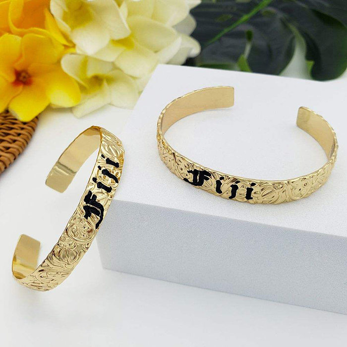 Hawaiian Letter Copper Plating 14K Gold Plated Bangle