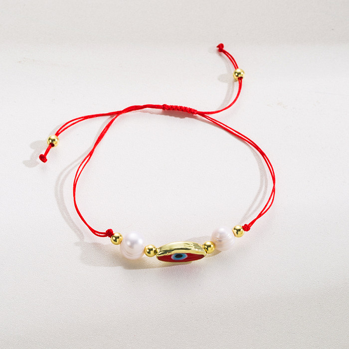 1 Piece Fashion Devil'S Eye Rope Copper Beaded Enamel Plating Bracelets