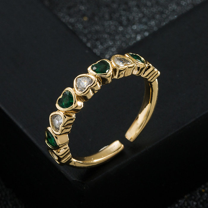 Copper-Plated Gold Inlaid Zircon Women's Opening Adjustable Ring