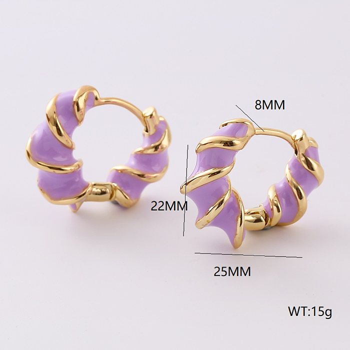1 Pair Simple Style Commute Round Drip Glazed Plating Copper Earrings