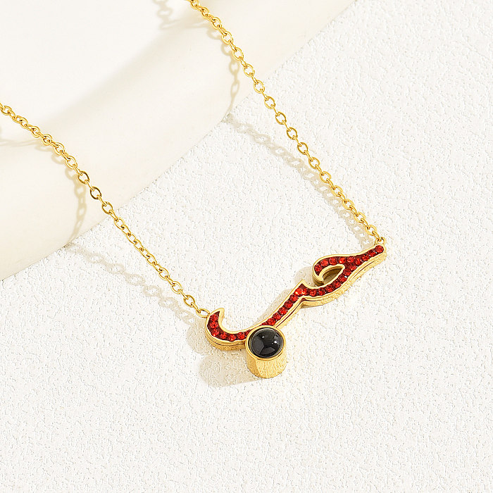 Urlaub Romantischer einfacher Stil Liebesbrief Kupfer 18K vergoldete Zirkon-Halskette in großen Mengen