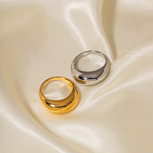 INS-Stil, schlichter Stil, einfarbig, Edelstahl-Beschichtung, 18 Karat vergoldete Ringe