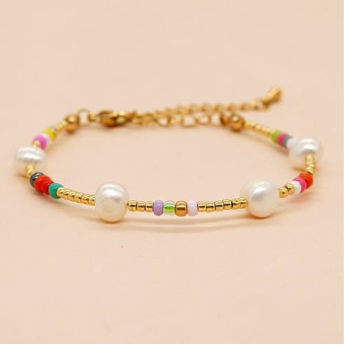 Bracelet rond en perles de cuivre de style simple